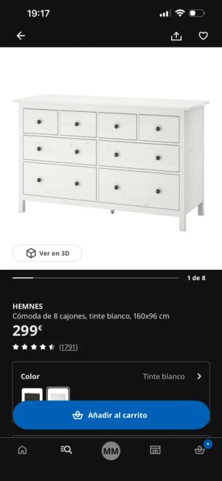 Cómoda IKEA Hemnes con tiradores Zara Home