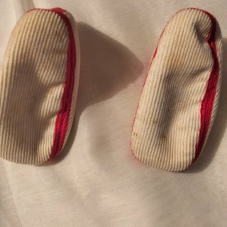 Scarpette neonato vintage in velluto a coste
