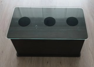 Baúl o mesa centro de salon de madera y cristal