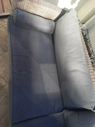 Sofá exterior ratán 230cm beige y gris