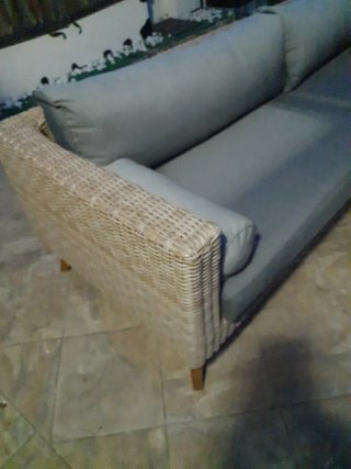 Sofá exterior ratán 230cm beige y gris