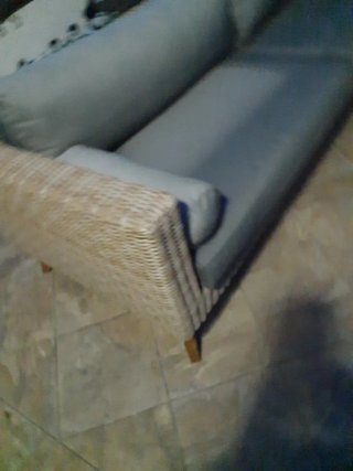 Sofá exterior ratán 230cm beige y gris