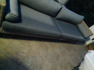 Sofá exterior ratán 230cm beige y gris