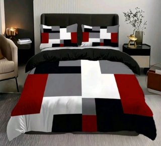 Colcha Verano/Funda Nórdica Gris/Rojo