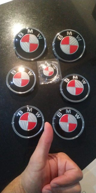 Anagramas BMW Carbono rojo/blanco
