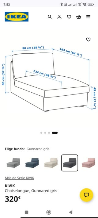 Chaiselongue Kivik Ikea gris