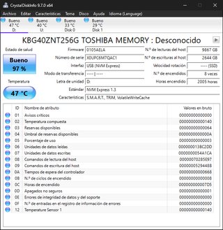 SSD 256 GB WD Kioxia NVMe