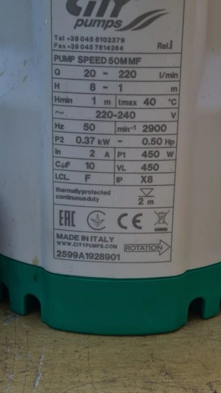 Bomba Sumergible City Pumps Speed 50M  450W