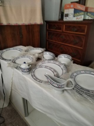 Vajilla 18 piezas porcelana azul