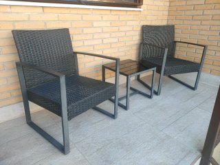 Conjunto terraza sillones + mesita cristal