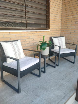 Conjunto terraza sillones + mesita cristal