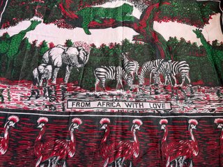 Foulard,pareo "From Africa with Love" nero e rosso