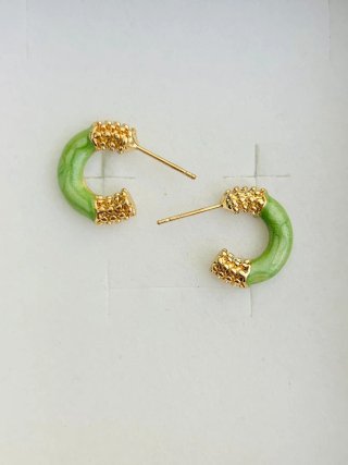 Orecchini vintage donna oro e verde