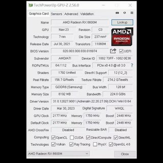 Tarjeta Gráfica RX 6600M 8GB