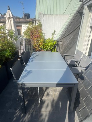 Mesa y 4 Sillas Terraza Gris Mesa 180/240