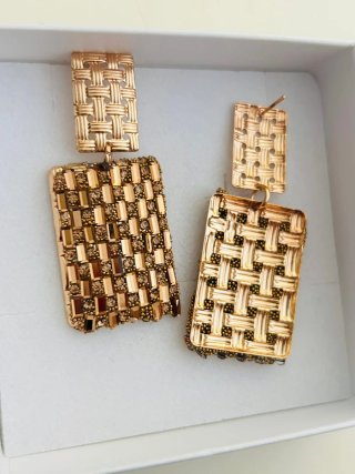 Orecchini donna vintage oro e marrone