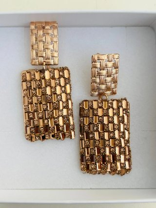 Orecchini donna vintage oro e marrone