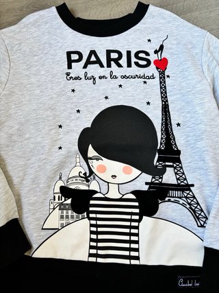 Sudadera Anabel Lee gris con dibujo París
