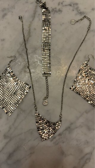 Conjunto bisutería fiesta plateado