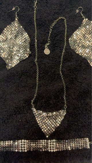 Conjunto bisutería fiesta plateado