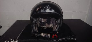 Casco Jet Moto Camuflaje Gris