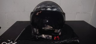 Casco Jet Moto Camuflaje Gris