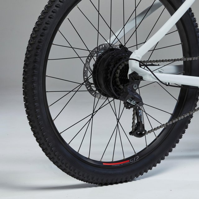 Bicicleta eléctrica MTB Rockrider E-ST 100 Blanco Rojo