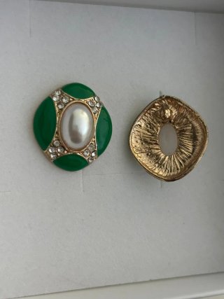 Orecchini vintage donna oro e verdi