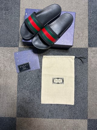Chanclas Gucci Negras Verde Rojo