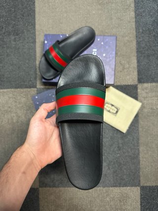 Chanclas Gucci Negras Verde Rojo