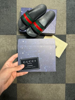 Chanclas Gucci Negras Verde Rojo