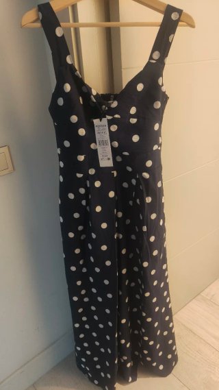 Mono Morgan lunares azul y blanco talla M