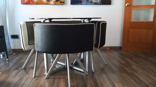 Mesa auxiliar mas mesa redonda de cristal para com