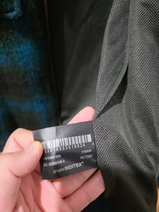 Sobrecamisa Zara cuadros azul y verde oscuro.