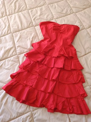 Mini Vestido rojo volantes Y2K vintage
