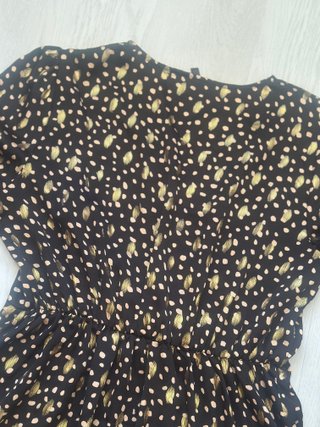 Vestido largo estampado negro y dorado
