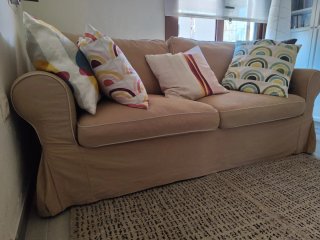 Divano letto Ikea beige in tessuto modello Ektorp