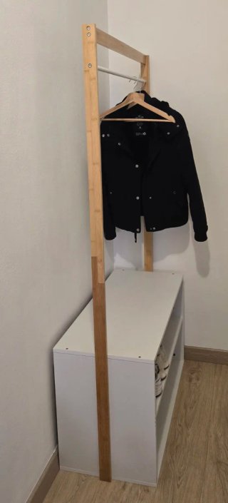 Mueble Zapatero Blanco y Perchero Madera