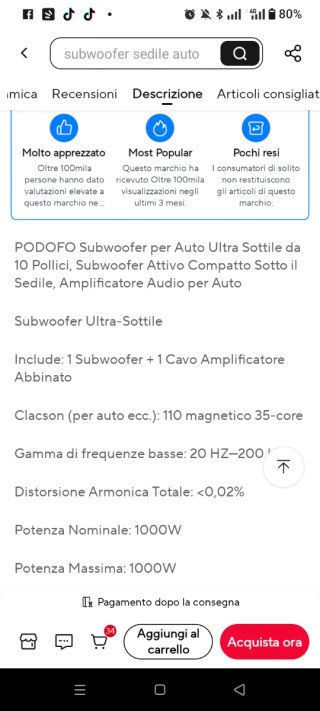 Subwoofer Attivo Ultrapiatto 1000W
