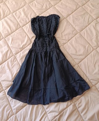 Vestido negro vintage lace up