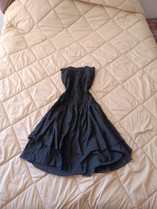 Vestido negro vintage lace up