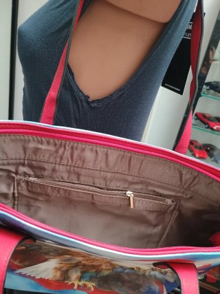 Borsa tote con aquila e bandiera USA