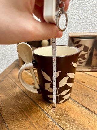 Set de 3 tazas de cerámica con cuchara