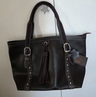 Bolso Negro Grande Piel Vacuno Rosme Cremallera