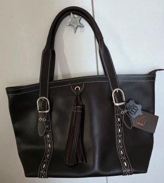 Bolso Negro Grande Piel Vacuno Rosme Cremallera