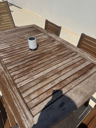 Mesa y sillas de jardín madera y metal