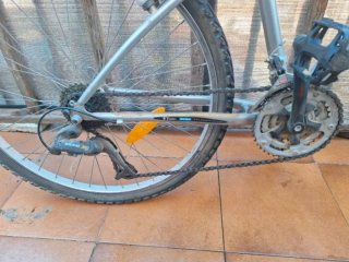 Bicicleta de montaña plateada