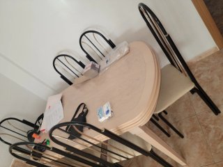 6 Sillas de comedor metal y tela