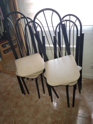 6 Sillas de comedor metal y tela