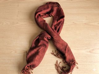 Fular Vintage Granate Naranja Flecos Nuevo